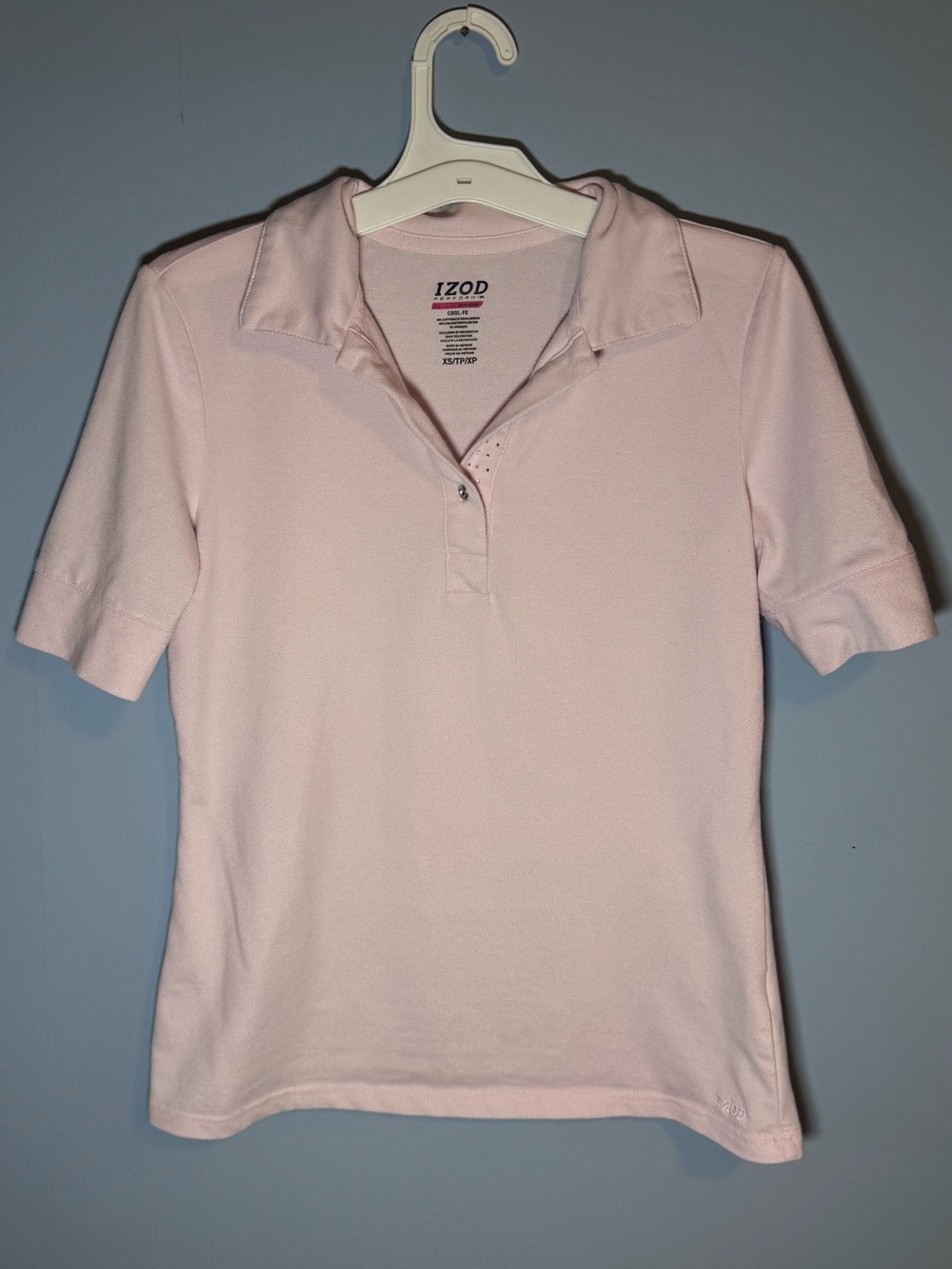 IZOD Cool FX Women’s Polo Shirt Light Pink XS Short Sleeve Golf Performance